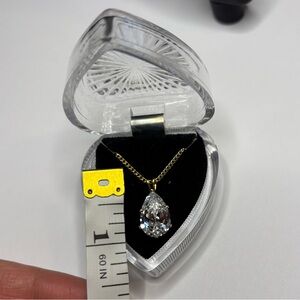 Elegant Gold-tone Necklace with Crystal Teardrop Pendant | NEW WITH BOX